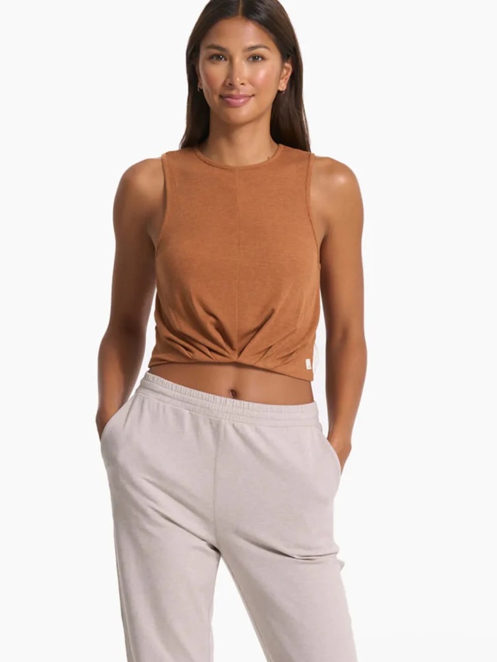🌈Vuori Women's Rust Brown Twist-Front Tank